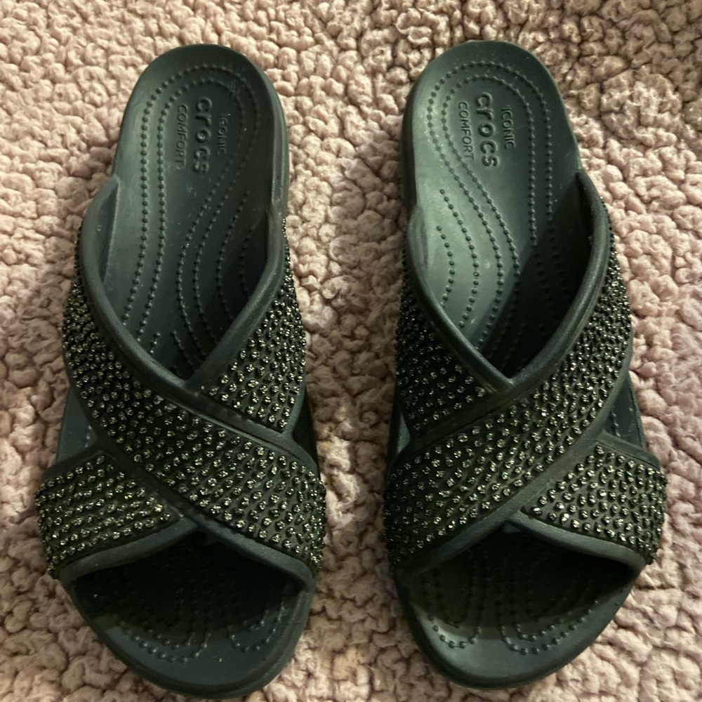 CROCS Women's Black Beaded Sandals